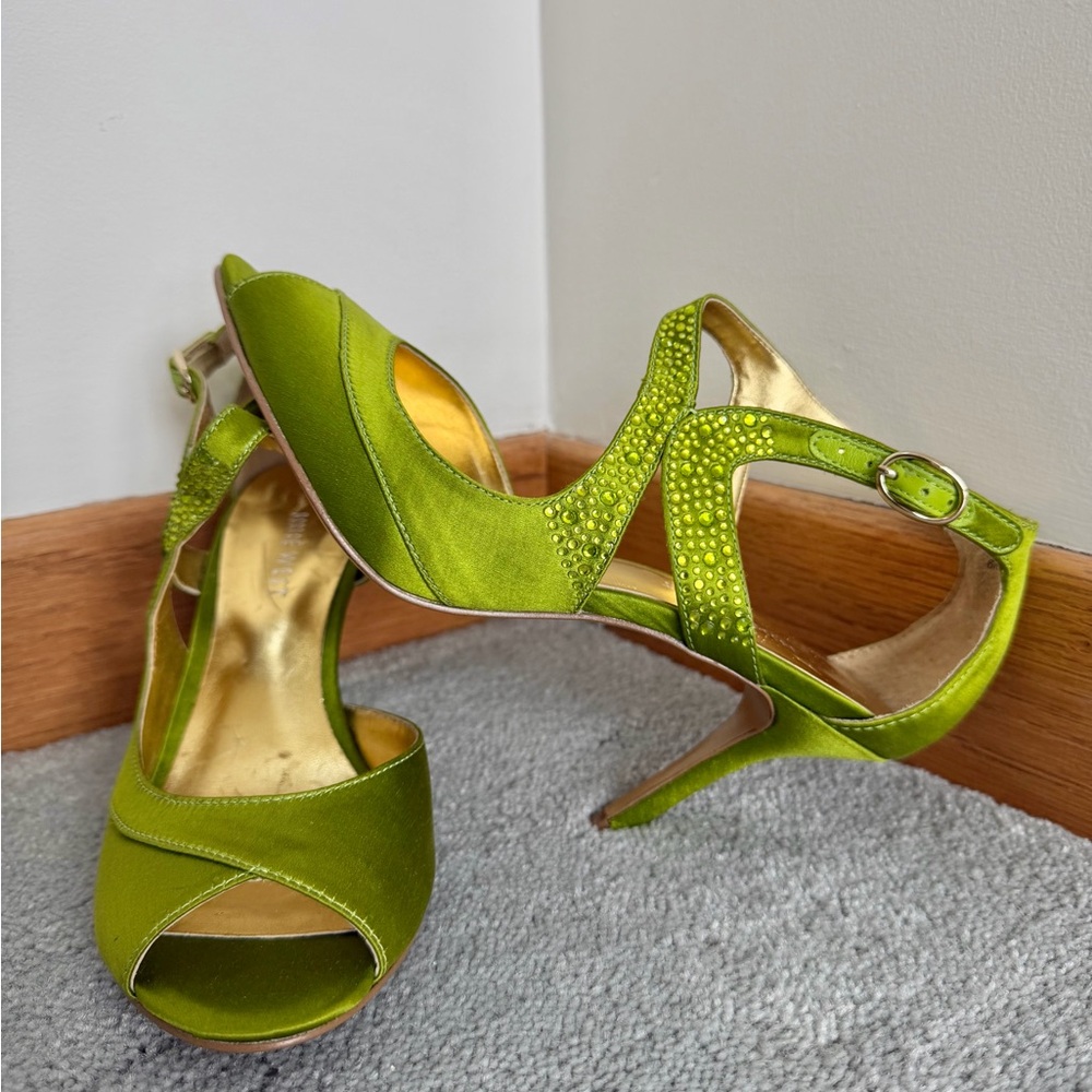 Nine West Lime Green Satin Heels